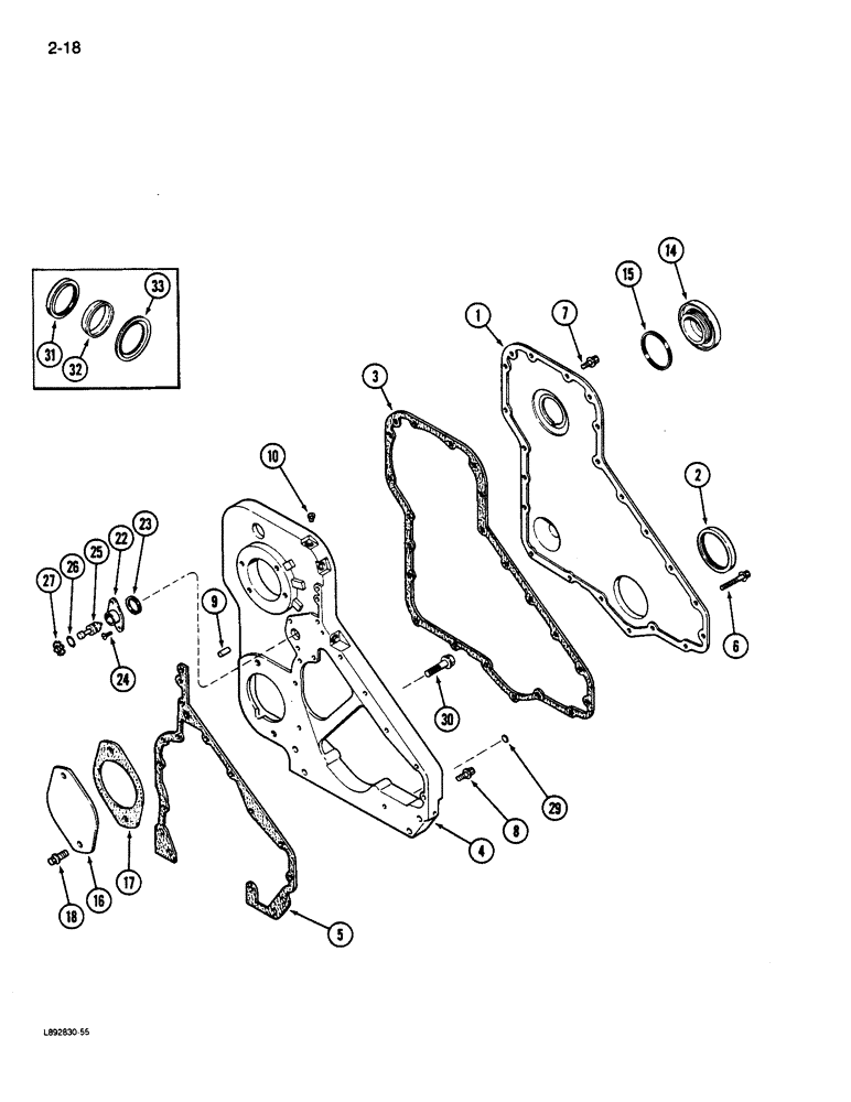 Схема запчастей Case IH 9110 - (2-18) - FRONT GEAR COVER, 6T-830 ENGINE, 6TA-830 ENGINE (02) - ENGINE