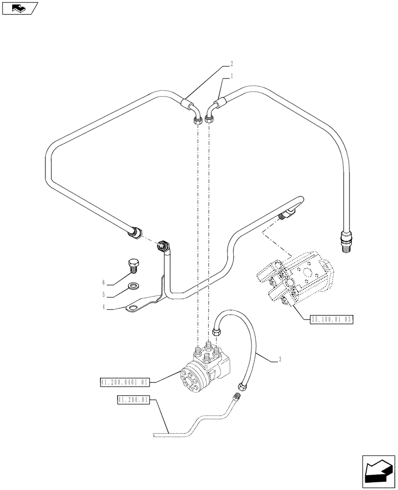 Схема запчастей Case IH PUMA 200 - (41.200.03) - POWER STEERING DELIVERY AND RETURNS PIPES (41) - STEERING
