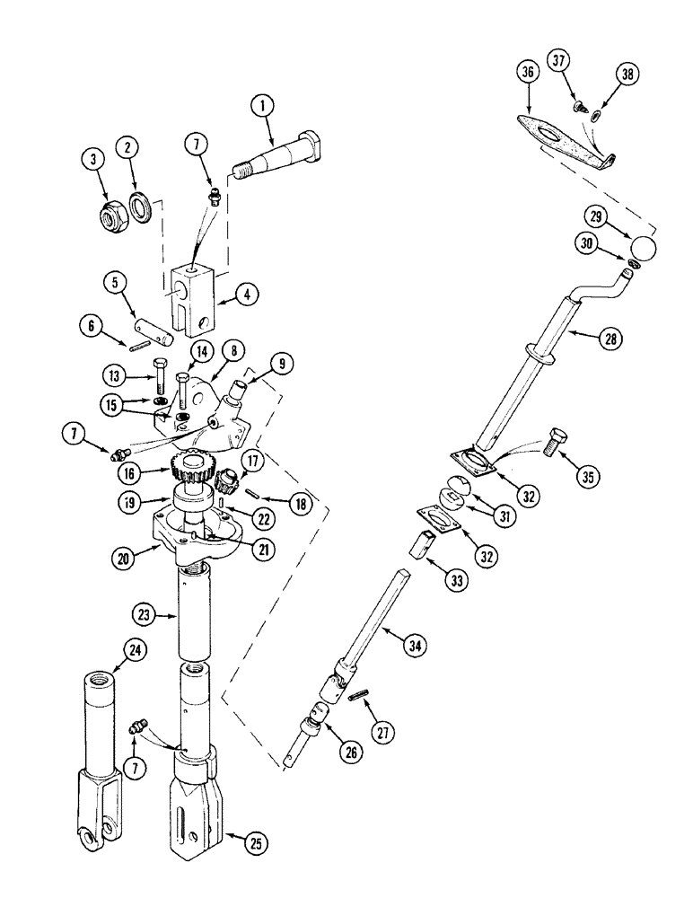 Схема запчастей Case IH 1394 - (9-370) - LEVELING LEVER, TRACTORS WITH CAB (09) - CHASSIS/ATTACHMENTS