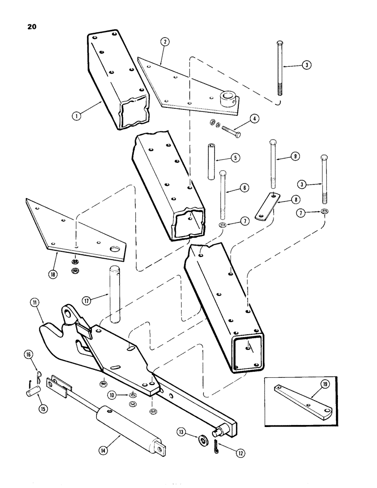 Схема запчастей Case IH 8300-SERIES - (20) - FRAME, FOUR, FIVE AND SIX BOTTOM 