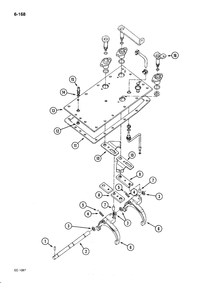 Схема запчастей Case IH 385 - (6-168) - GEAR SHIFT MECHANISM, SPEED TRANSMISSION (06) - POWER TRAIN
