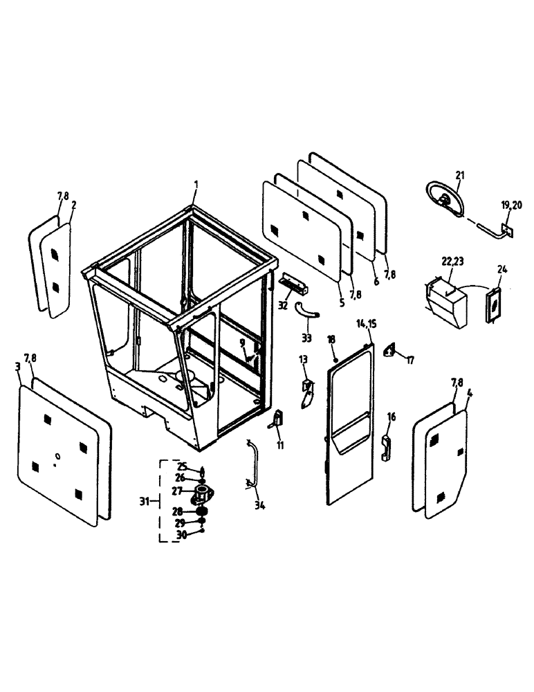 Схема запчастей Case IH 7000 - (A11-01) - CABIN, GLASS, RUBBER, DOORS AND MOUNTS Mainframe & Functioning Components