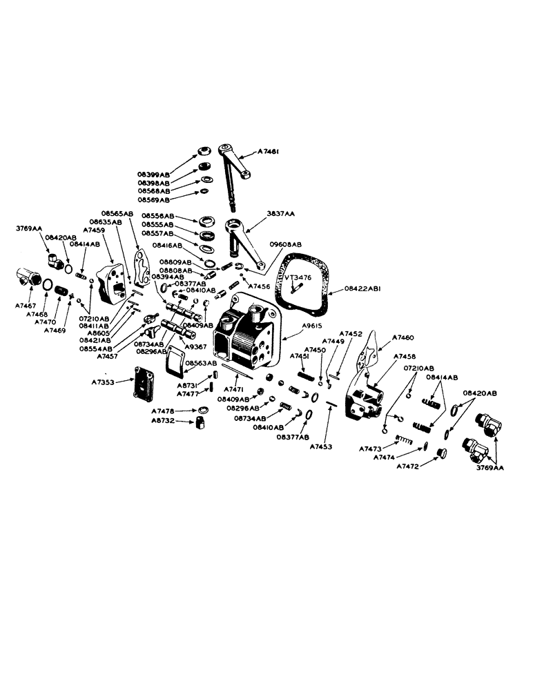 Схема запчастей Case IH 700 - (190) - HYDRAULIC FLOAT VALVE AND PUMP ASSEMBLY, FOR TRACTORS WITH EAGLE HITCH (08) - HYDRAULICS