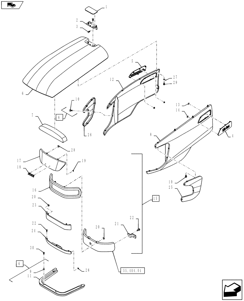 Схема запчастей Case IH FARMALL 50B - (90.100.01) - HOOD (90) - PLATFORM, CAB, BODYWORK AND DECALS