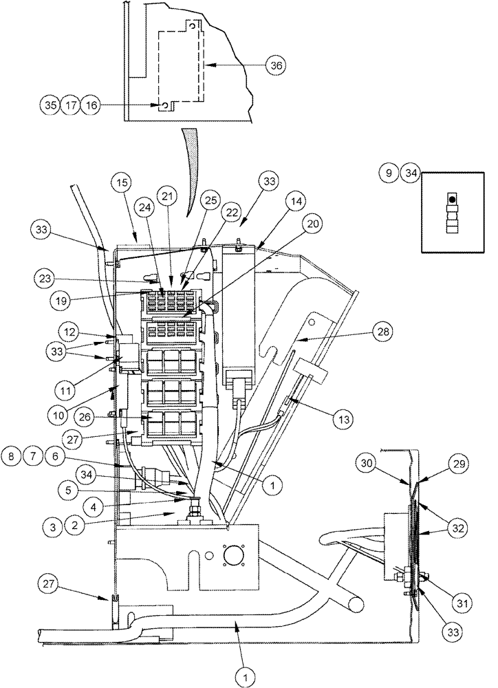 Схема запчастей Case IH 620 - (04-05) - HARNESS, MAIN CAB - RIGHT HAND PEDESTAL (06) - ELECTRICAL SYSTEMS