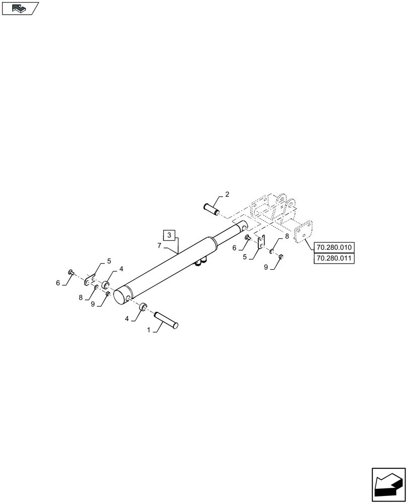 Схема запчастей Case IH LB324P - (35.570.030) - STANDARD BALE EJECTION MECHANSIM, CYLINDER (35) - HYDRAULIC SYSTEMS