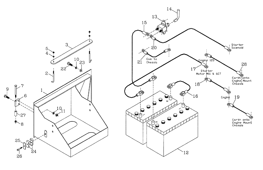Схема запчастей Case IH 7700 - (A12[01]) - BATTERY Mainframe & Functioning Components