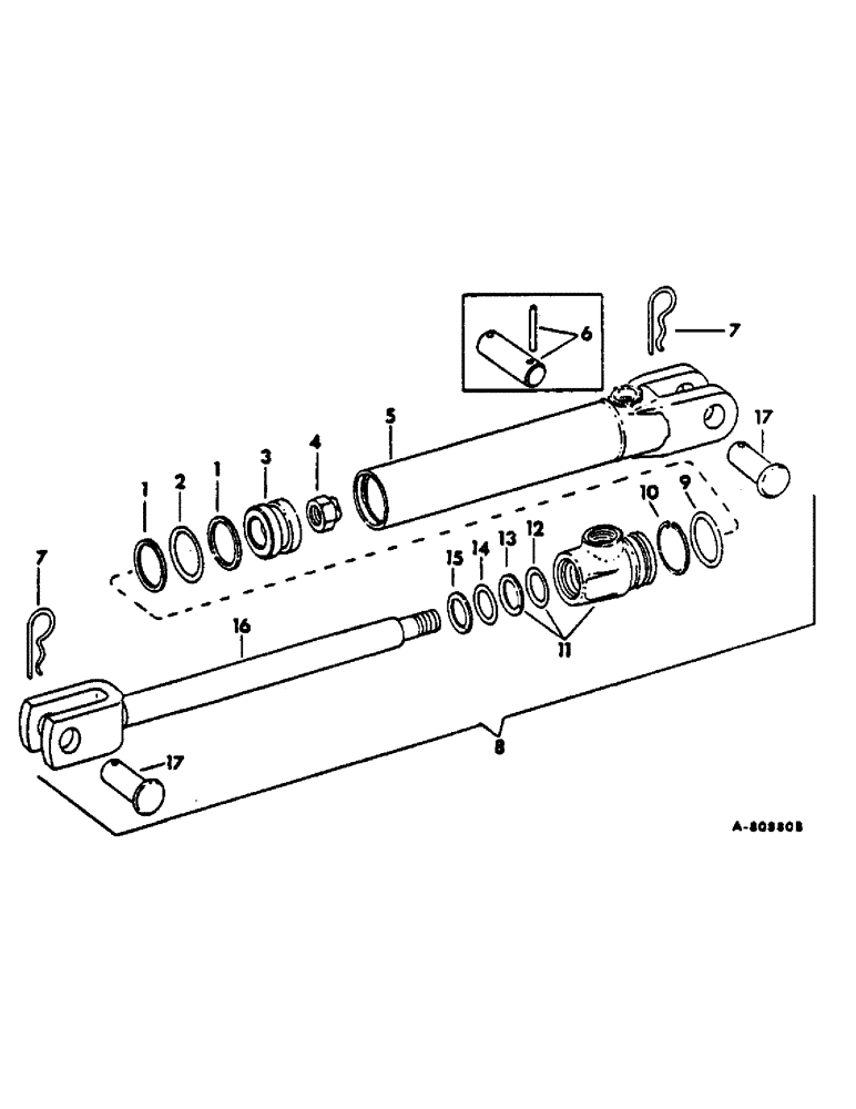 Схема запчастей Case IH 140 - (AN-11) - HYDRAULIC CYLINDER, 3 X 8 IN. DOUBLE ACTING 