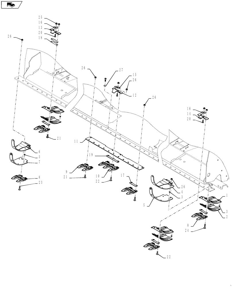 Схема запчастей Case IH 3152 - (58.110.05[01]) - CUTTERBAR, 3 INCH STANDARD GAURD (58) - ATTACHMENTS/HEADERS