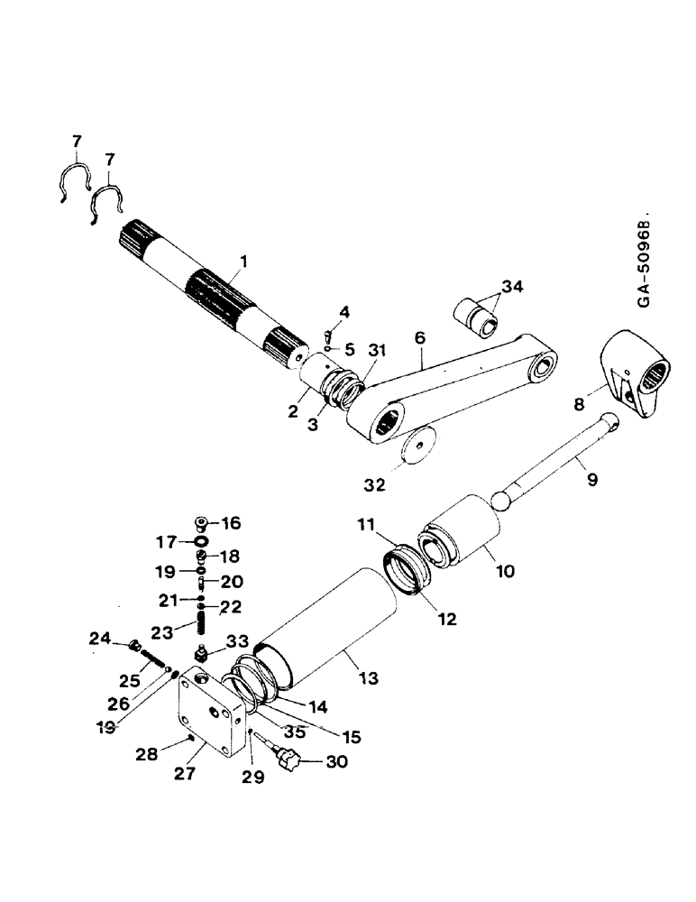 Схема запчастей Case IH 844S - (10-38) - POWER CYLINDER, ROCKSHAFT ASSEMBLY (07) - HYDRAULICS