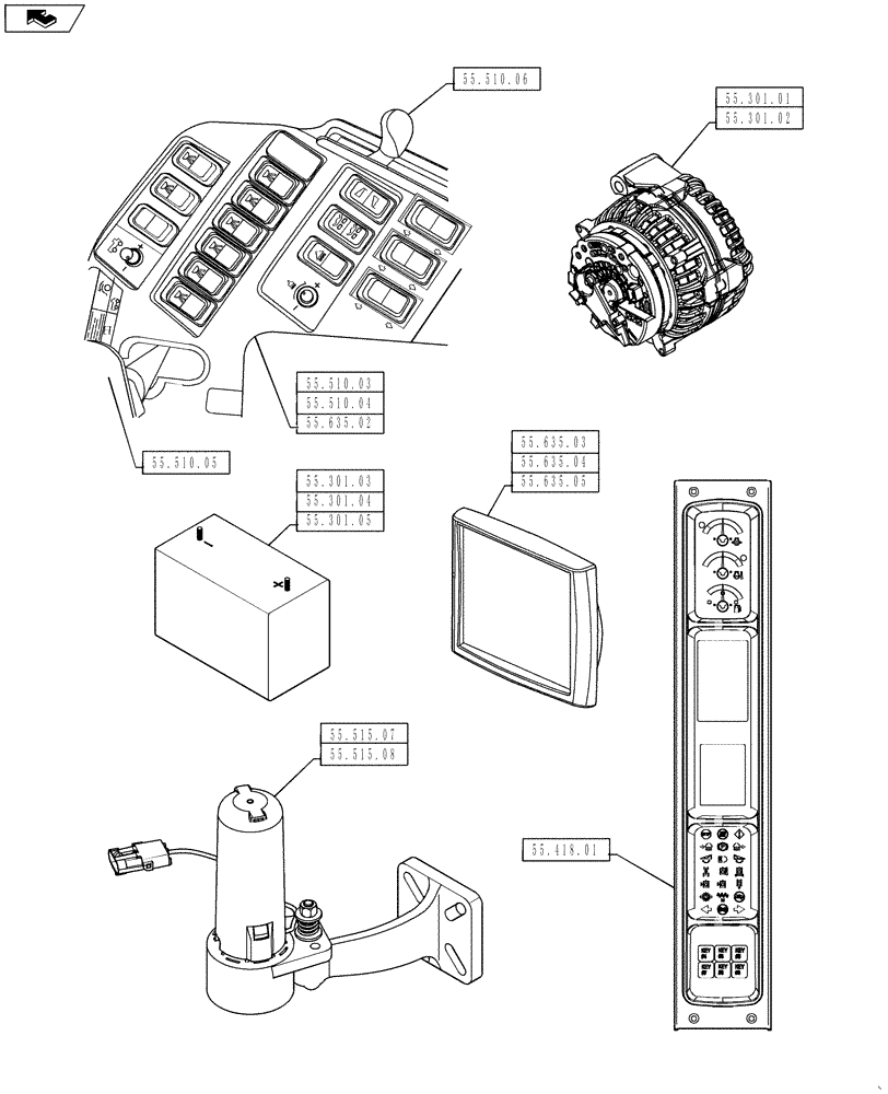 Схема запчастей Case IH 4430 - (55.000.00[02]) - SECTION INDEX - ELECTRICAL SYSTEMS (55) - ELECTRICAL SYSTEMS