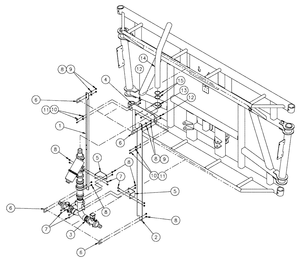 Схема запчастей Case IH SPX4260 - (09-016) - MANIFOLD SUPPORT GROUP, 5 SECTION, ON CENTER Liquid Plumbing