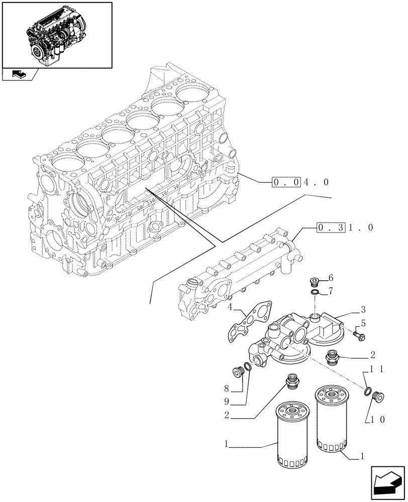 Схема запчастей Case IH F3CE0684E E004 - (0.30.2) - FILTER ENGINE OIL (504091888 - 504069738) 