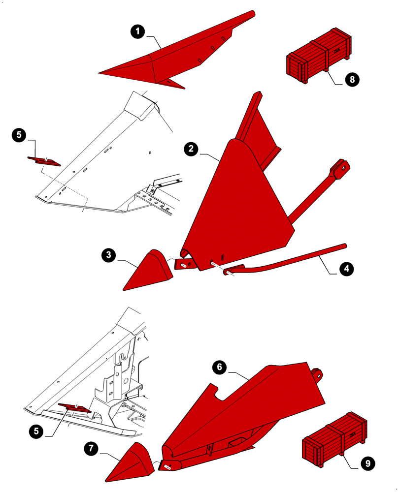 Схема запчастей Case IH 2040 - (00.00GH022[01]) - MAINTENANCE PARTS, SHORT CROP DIVIDERS LH & RH (00) - GENERAL