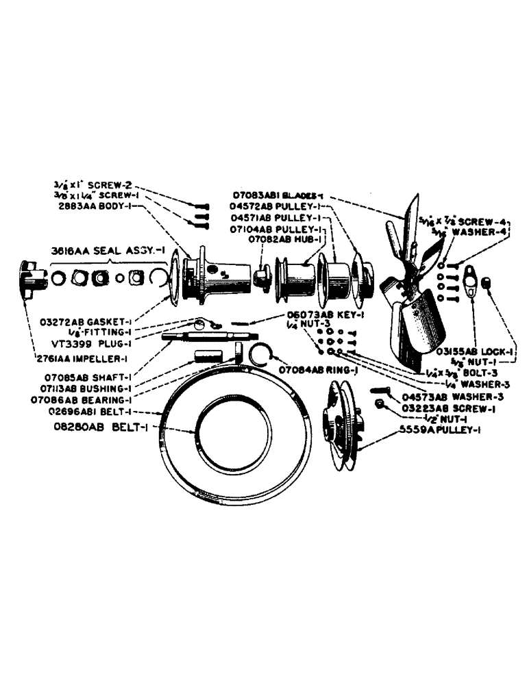 Схема запчастей Case IH DV-SERIES - (041) - FAN AND WATER PUMP, D, DC, DO, DV (02) - ENGINE