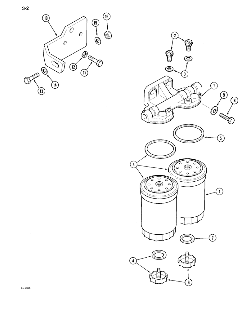 Схема запчастей Case IH 995 - (3-02) - FUEL FILTER (03) - FUEL SYSTEM
