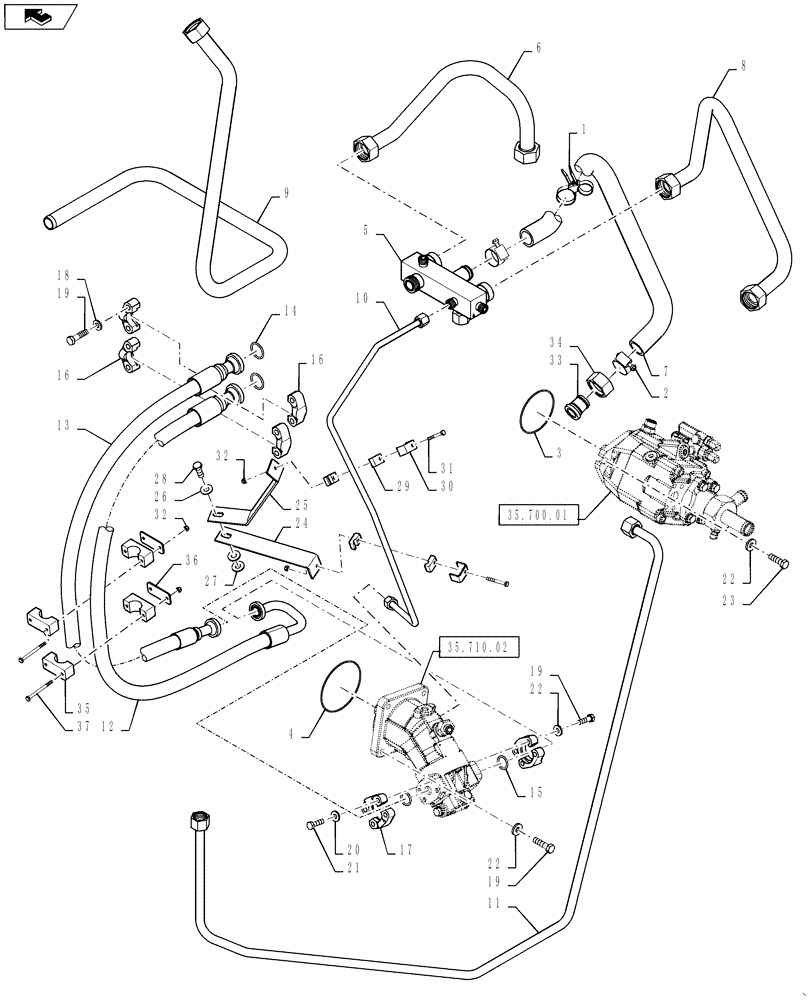 Схема запчастей Case IH 7230 - (35.200.01) - HYDRAULICS- PTO(1) (35) - HYDRAULIC SYSTEMS