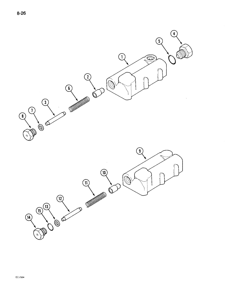 Схема запчастей Case IH 895 - (8-26) - REGULATOR VALVE ASSEMBLY, FORWARD AND REVERSE (08) - HYDRAULICS