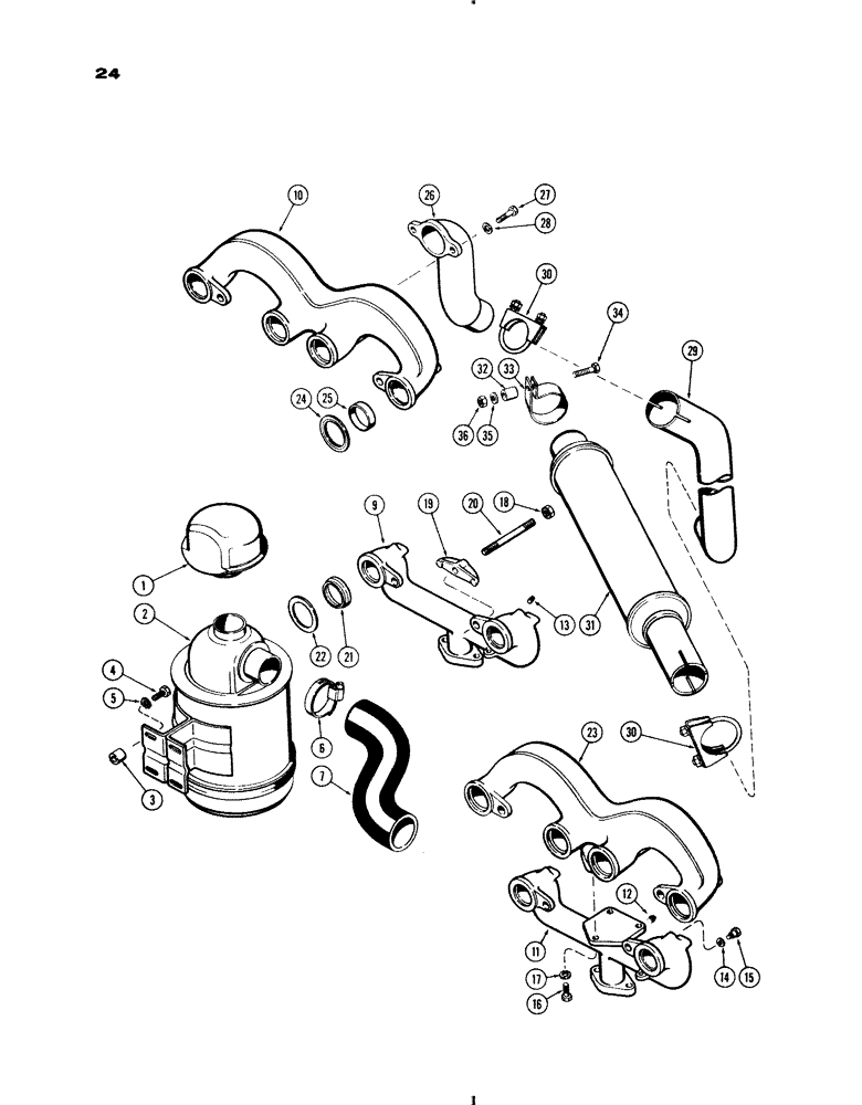 Схема запчастей Case IH 730 SERIES - (024) - AIR CLEANER, MANIFOLD AND MUFFLER, 251 SPARK IGNITION, GROVE (02) - ENGINE