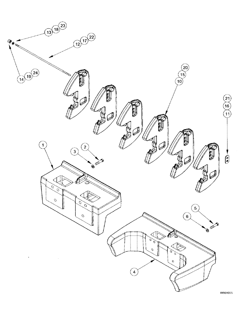 Схема запчастей Case IH MX240 - (9-004) - FRONT WEIGHTS, N.A. ONLY (09) - CHASSIS/ATTACHMENTS