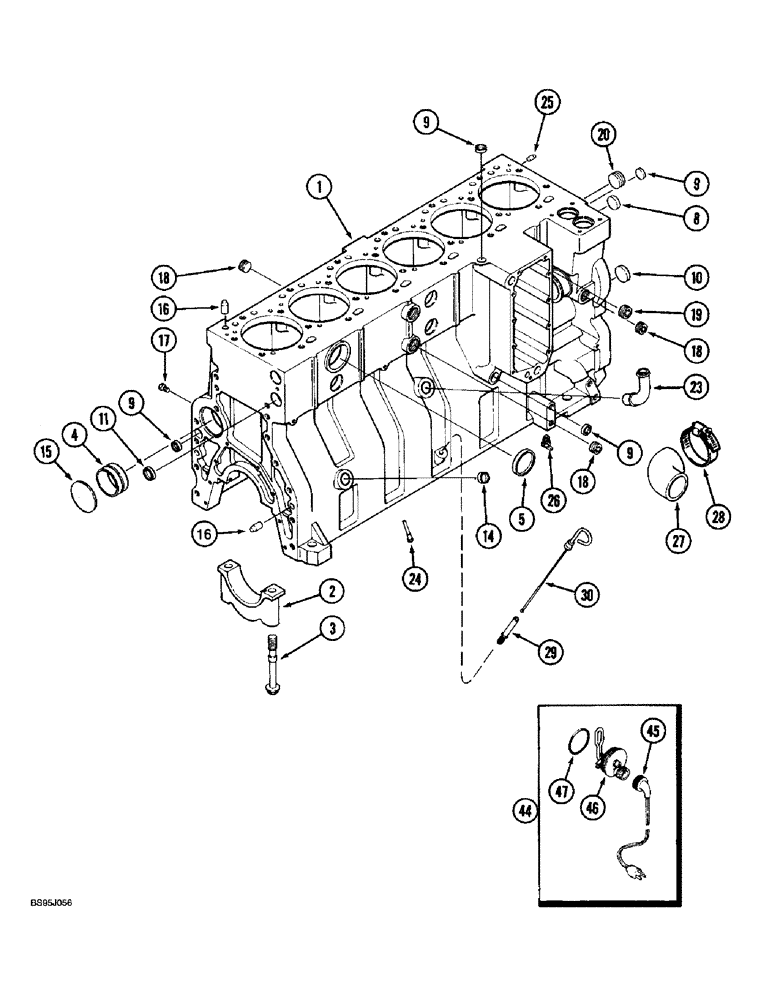Схема запчастей Case IH 1670 - (2-51A) - CYLINDER BLOCK, 6TA-830 ENG., BLOCK WITHTWELVE PISTON COOLING N0ZZLES, ENGINE S/N 44487830 AND AFTER (01) - ENGINE