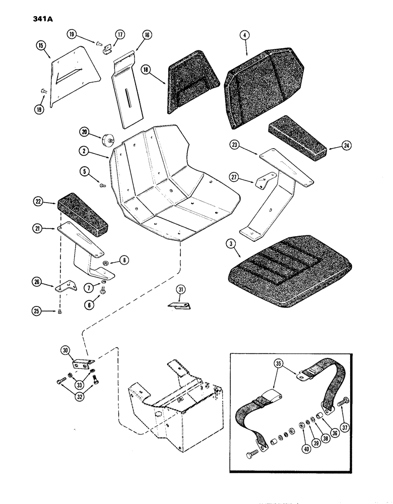Схема запчастей Case IH 870 - (341A) - AGRI-KING SEAT, CLOTH WITH CAB, USED TRACTOR SERIAL NUMBERS 8693001 TO 8736722 (09) - CHASSIS/ATTACHMENTS