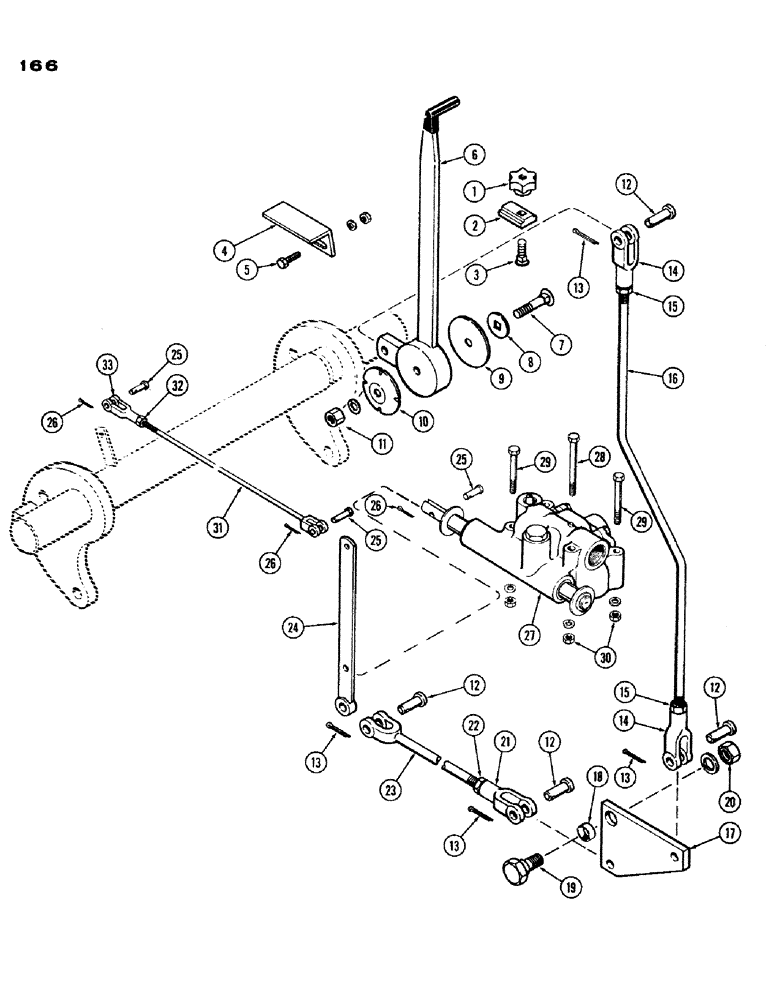 Схема запчастей Case IH 1200 - (166) - THREE POINT HITCH CONTROL LEVER LINKAGE (08) - HYDRAULICS