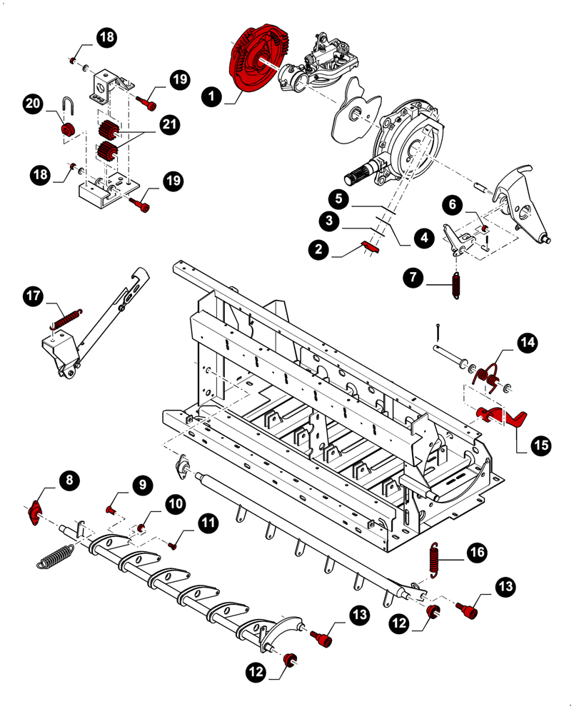 Схема запчастей Case IH LBX332R - (00.00LB008[01]) - MAINTENANCE PARTS, KNOTTERS - GEARBOX, TWINE TENSIONER, TRIP MECHANISM & TUCKER ARM (00) - GENERAL