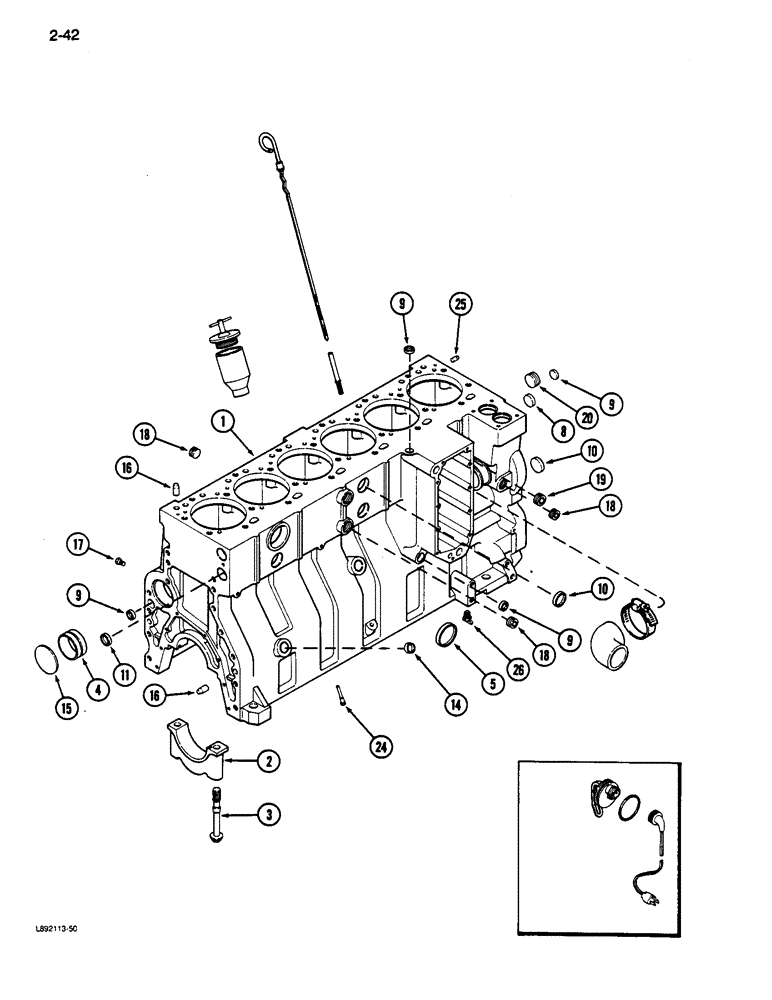 Схема запчастей Case IH 9110 - (2-42) - CYLINDER BLOCK, 6T-830 ENGINE, 6TA-830 ENGINE (02) - ENGINE