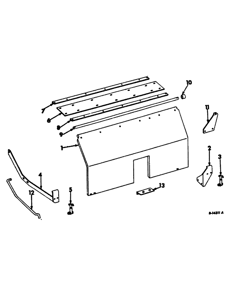 Схема запчастей Case IH 403 - (260) - ENGINE COVER, LATCH AND SUPPORT, COMBINE S/N 806 AND ABOVE, D-301 ENGINE (90) - PLATFORM, CAB, BODYWORK AND DECALS