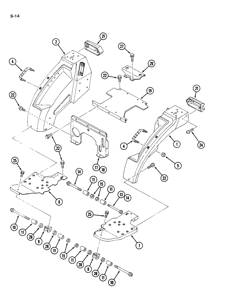 Схема запчастей Case IH 1120 - (9-14) - FENDERS AND STEPS (09) - CHASSIS/ATTACHMENTS