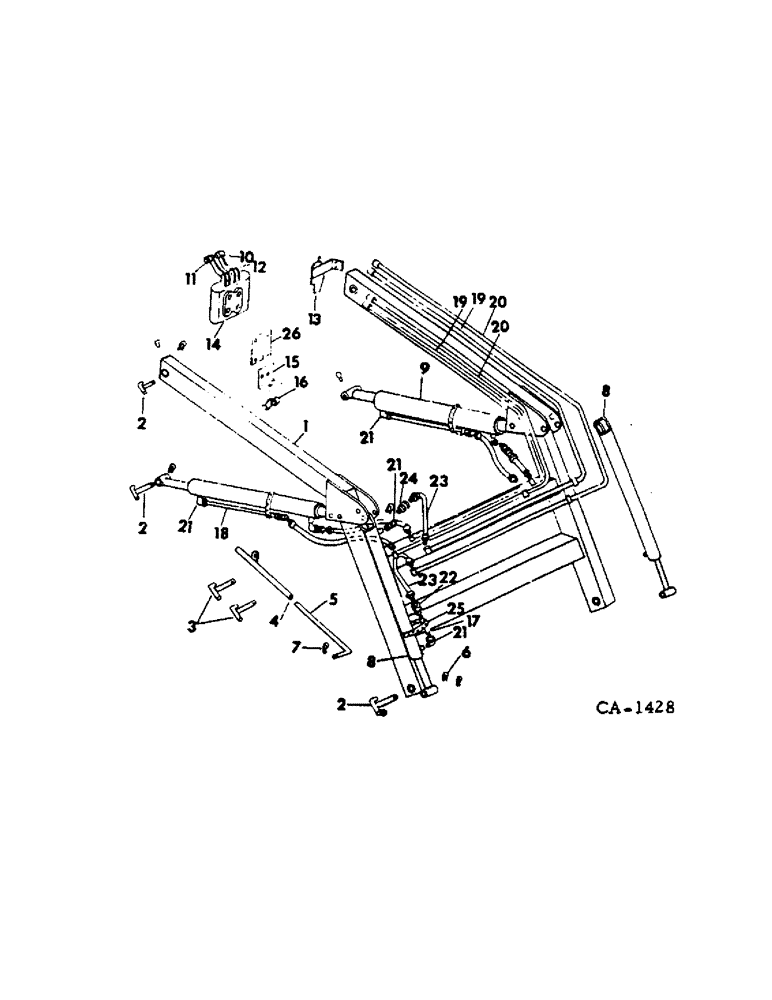 Схема запчастей Case IH 1050A - (D-3) - 1050A LOADER, BOOM, CONTROL VALVE, TUBES AND HOSES 
