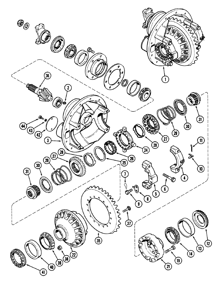 Схема запчастей Case IH 4694 - (6-218) - FRONT AXLE DIFFERENTIAL AND CARRIER, NO SPIN DIFFERENTIAL, AXLE SERIAL NO. 13015953 AND AFTER (06) - POWER TRAIN