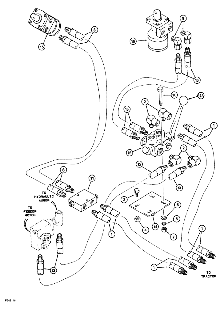 Схема запчастей Case IH 1260 - (8-002) - LIFT AND SWING HYDRAULICS, TRACTOR SOURCED HYDRAULICS WITH AUGER FEED (07) - HYDRAULICS