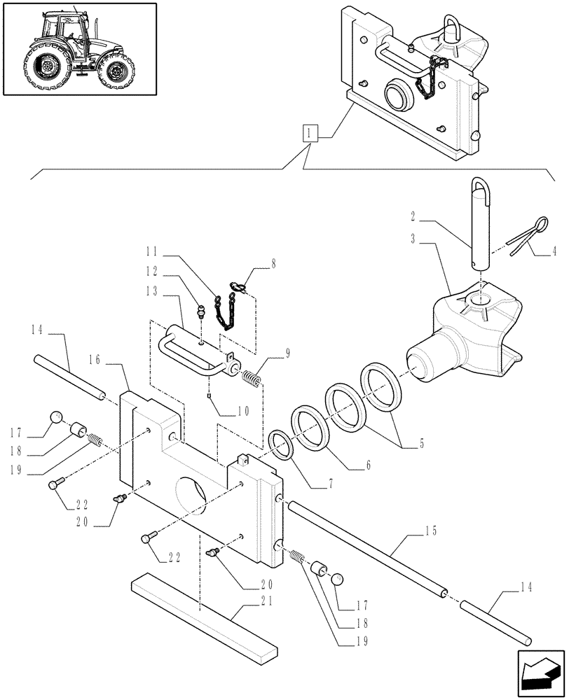 Схема запчастей Case IH JX90 - (1.89.0/05A) - TOW HOOK (09) - IMPLEMENT LIFT