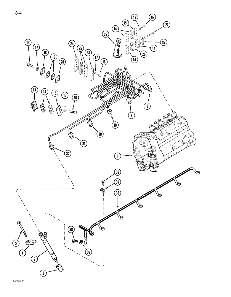 Схема запчастей Case IH 1822 - (3-04) - FUEL INJECTION SYSTEM 6TA-830 ENGINE (02) - FUEL SYSTEM