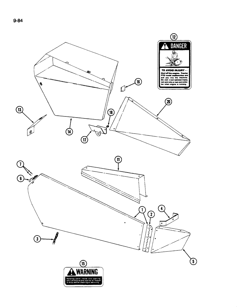 Схема запчастей Case IH 1190 - (9-084) - SHIELDS AND DIVIDERS, 1190 MOWER CONDITIONER (03) - CHASSIS/MOUNTED EQUIPMENT