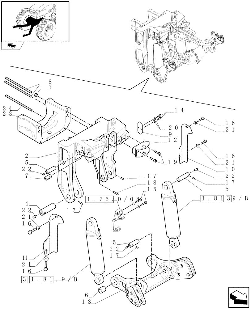 Схема запчастей Case IH PUMA 165 - (1.81.9/01[01]) - (VAR.088) FRONT HPL LESS PTO, LESS AUX. COUPLERS - LIFTER - C6726 (07) - HYDRAULIC SYSTEM
