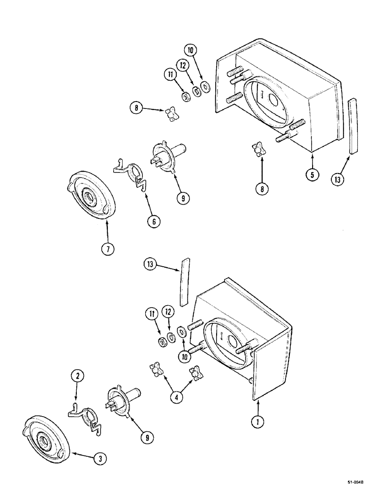 Схема запчастей Case IH 5150 - (4-70) - HEADLIGHTS (04) - ELECTRICAL SYSTEMS