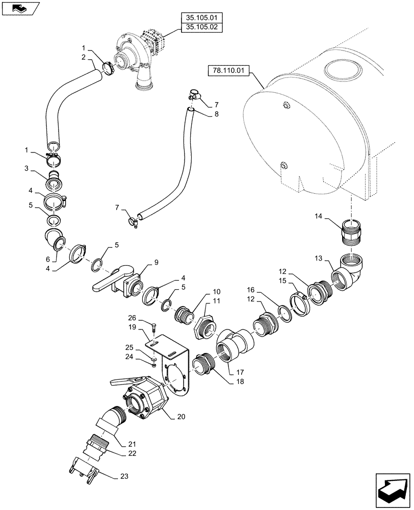 Схема запчастей Case IH 920 - (78.110.02) - TANK PLUMBING (78) - SPRAYING