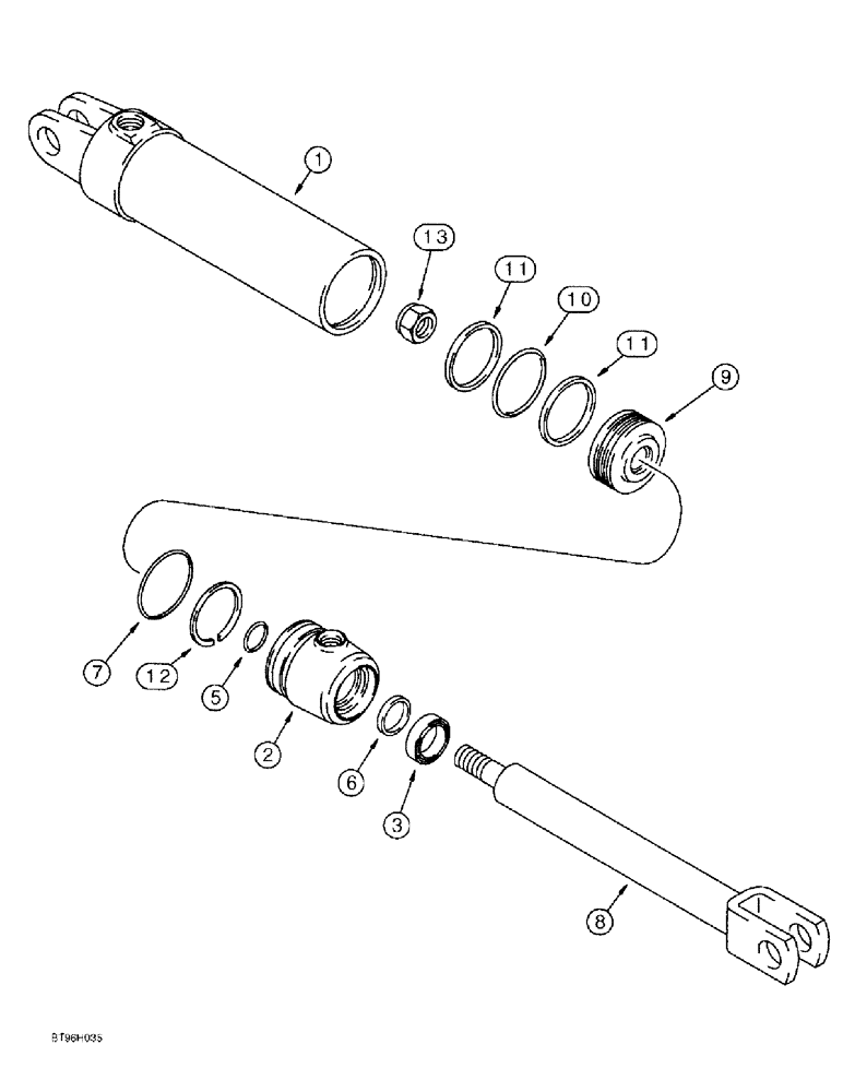 Схема запчастей Case IH 145 - (08-05) - ROLL OVER HYDRAULIC CYLINDER, WITH WELDED BODY (08) - HYDRAULICS