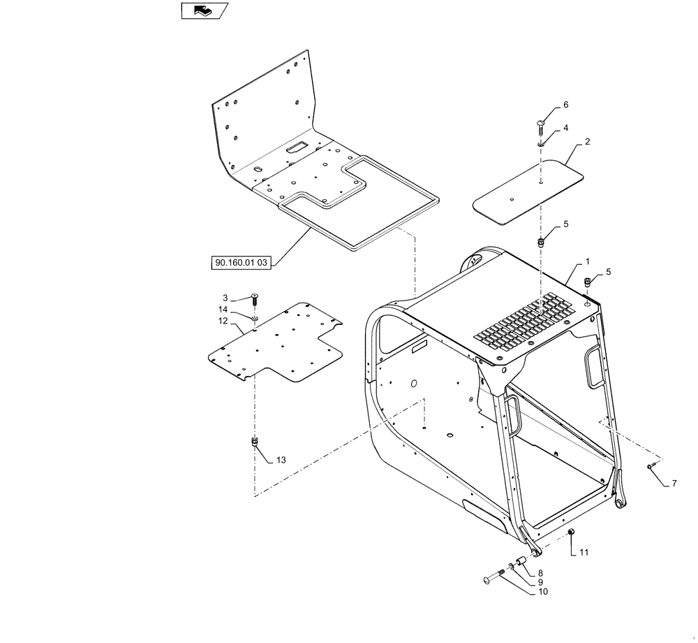 Схема запчастей Case IH SR220 - (90.119.AB[01]) - CAB CASE (SR175-TV380) (90) - PLATFORM, CAB, BODYWORK AND DECALS