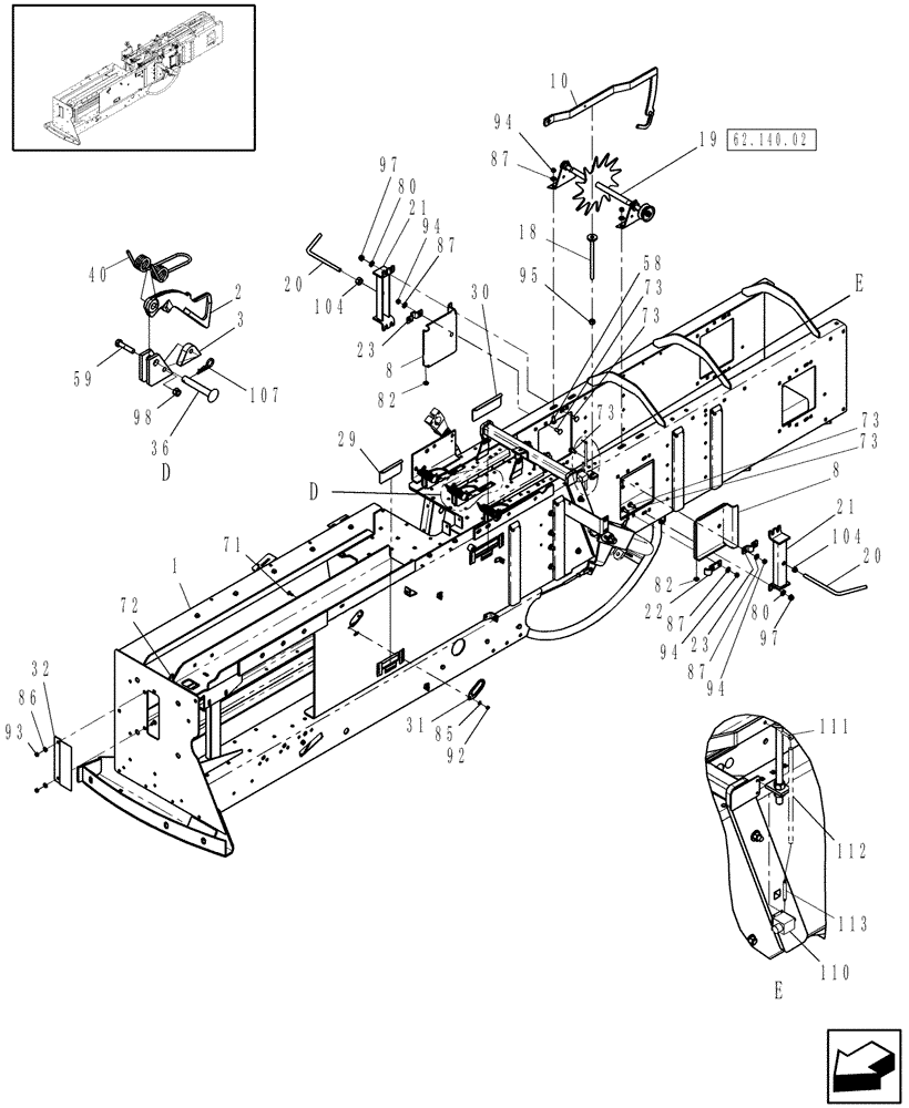 Схема запчастей Case IH SB551 - (62.140.01) - HAY DOORS, HAY DOGS & BALE COUNTER (62) - PRESSING - BALE FORMATION