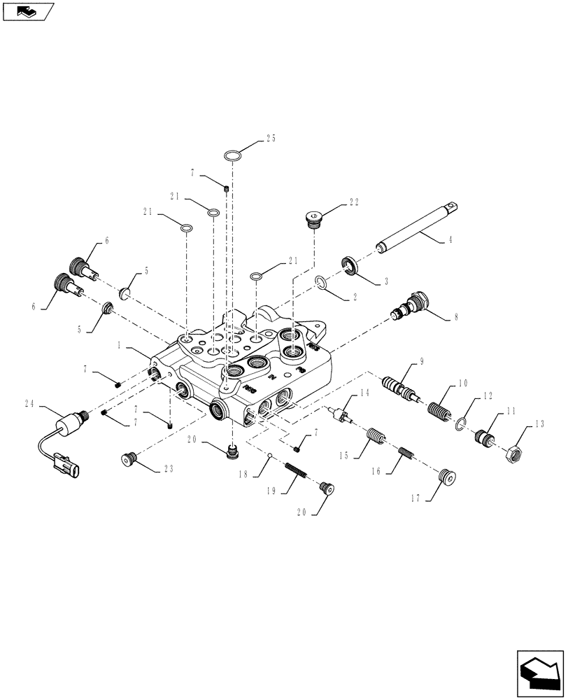 Схема запчастей Case IH STEIGER 400 - (33.110.07) - PARKING BRAKE - VALVE COMPONENTS, TOW/PARK BRAKE (EUROPE) (33) - BRAKES & CONTROLS