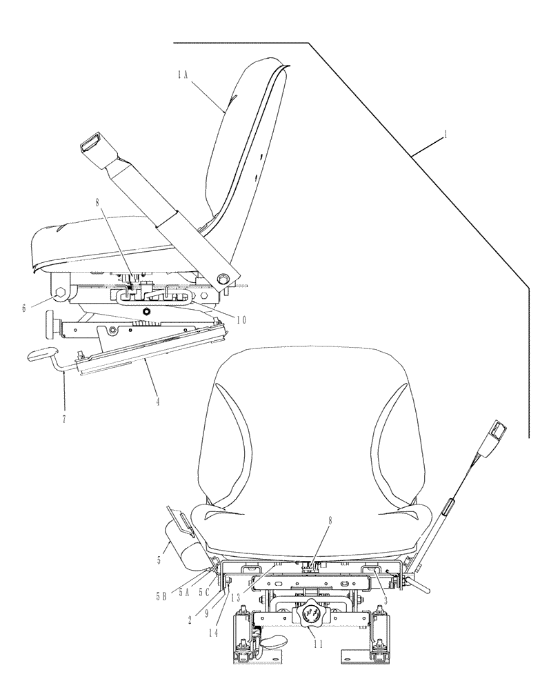 Схема запчастей Case IH DX40 - (10.04) - DELUXE SEAT ON & ABOVE PIN # Z6DE01001 (10) - OPERATORS PLATFORM/CAB