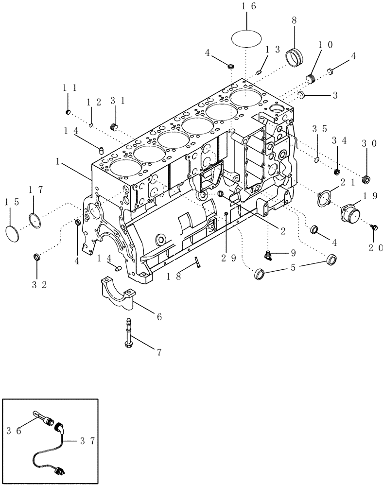 Схема запчастей Case IH CPX610 - (02-22) - ENGINE CYLINDER BLOCK (01) - ENGINE