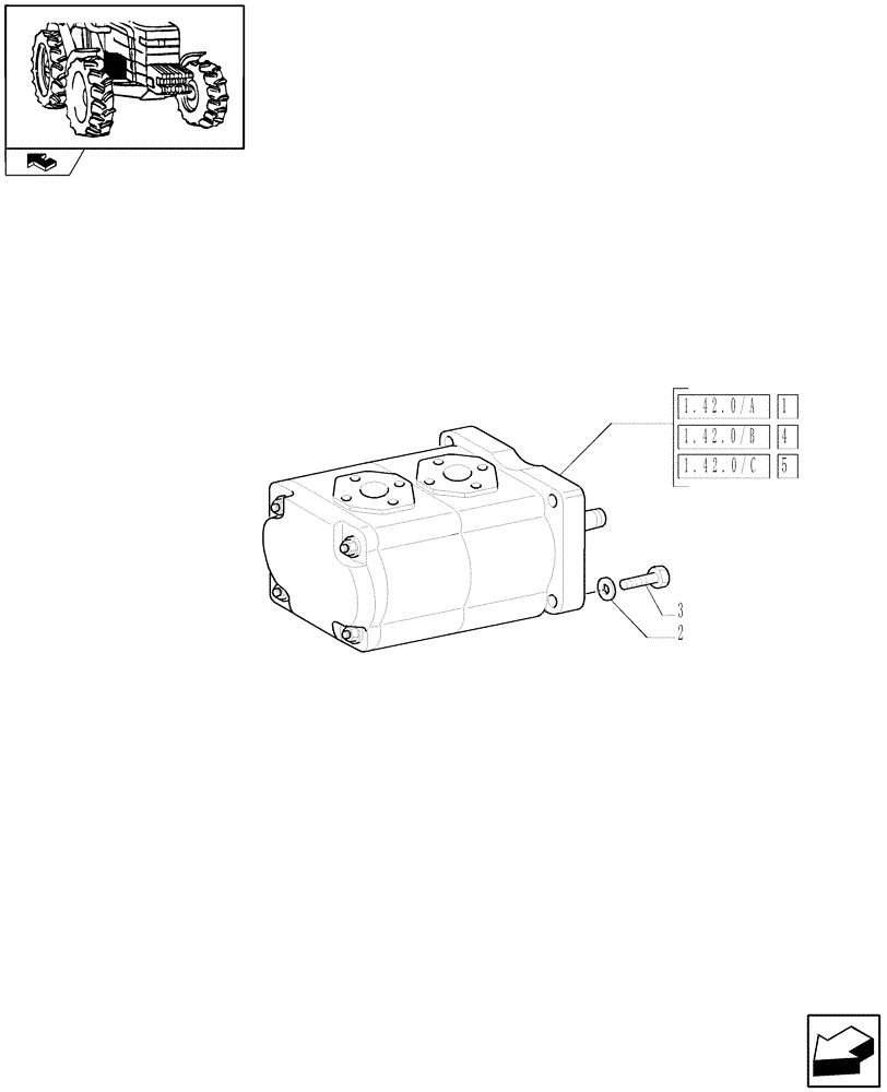 Схема запчастей Case IH FARMALL 90 - (1.42.0) - HYDRAULIC PUMP (04) - FRONT AXLE & STEERING