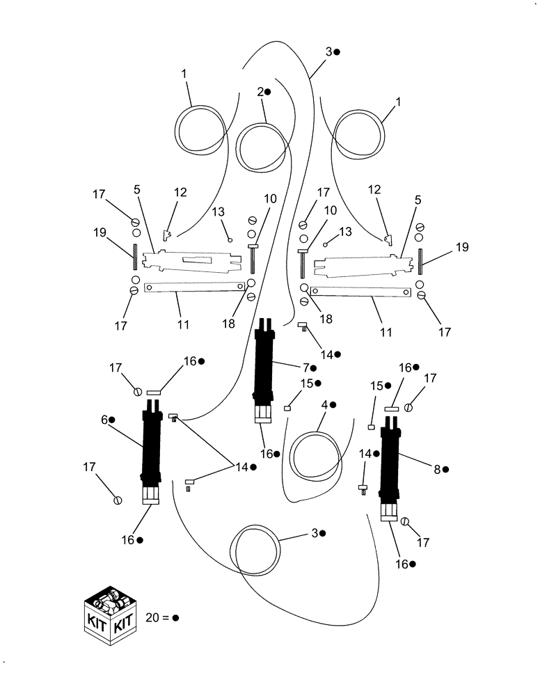 Схема запчастей Case IH 717721456 - (011) - SELF LEVELING CUTTER FIVE CYLINDER HYDRAULIC CIRCUIT (PHASING CIRCUIT) (07) - HYDRAULICS