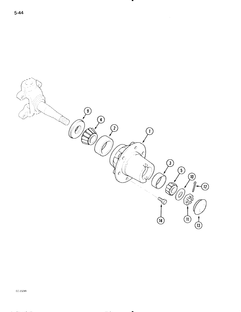 Схема запчастей Case IH 595 - (5-44) - WHEEL HUB, HEAVY DUTY CAST FRONT AXLE (05) - STEERING