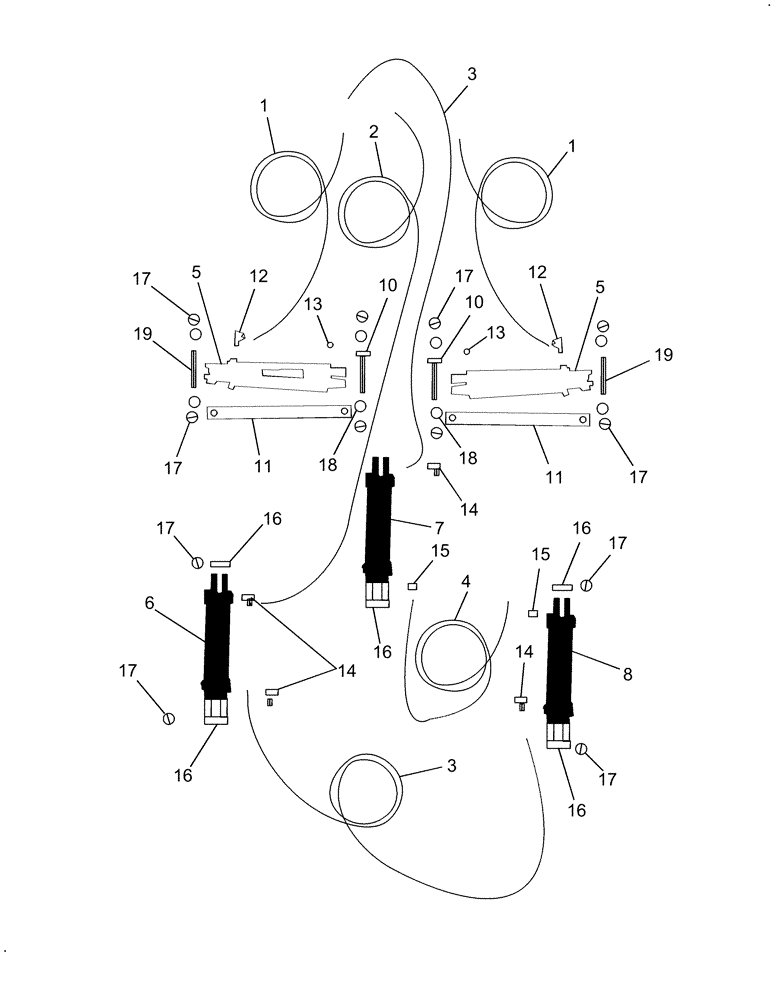 Схема запчастей Case IH 717721496 - (011[01]) - SELF LEVELING CUTTER FIVE CYLINDER HYDRAULIC CIRCUIT (PHASING CIRCUIT) 1000 PTO (07) - HYDRAULICS